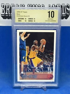 NBA 1996-97 Topps Kobe Bryant RC #138 PRISTINE 10 With (4) 10 Sub