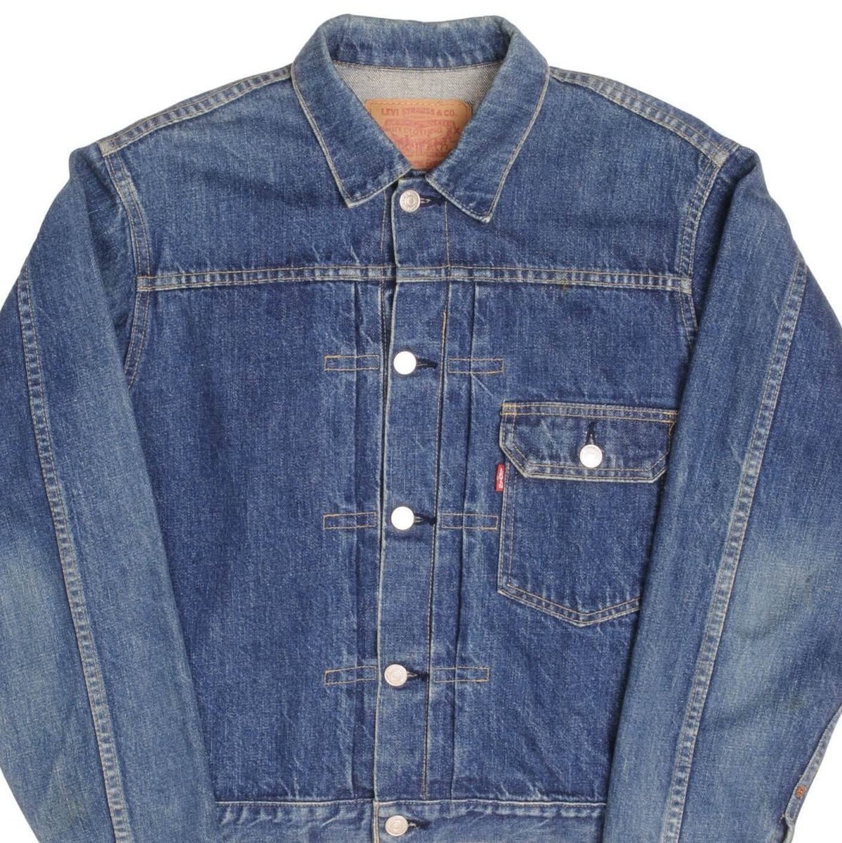 VINTAGE LEVIS TYPE 1 FIRST JAPANESE DENIM JACKET BIG E 1990S SIZE
