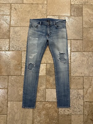 Saint Laurent x Hedi SS16 Blue Wash Distressed D02 Denim | eBay