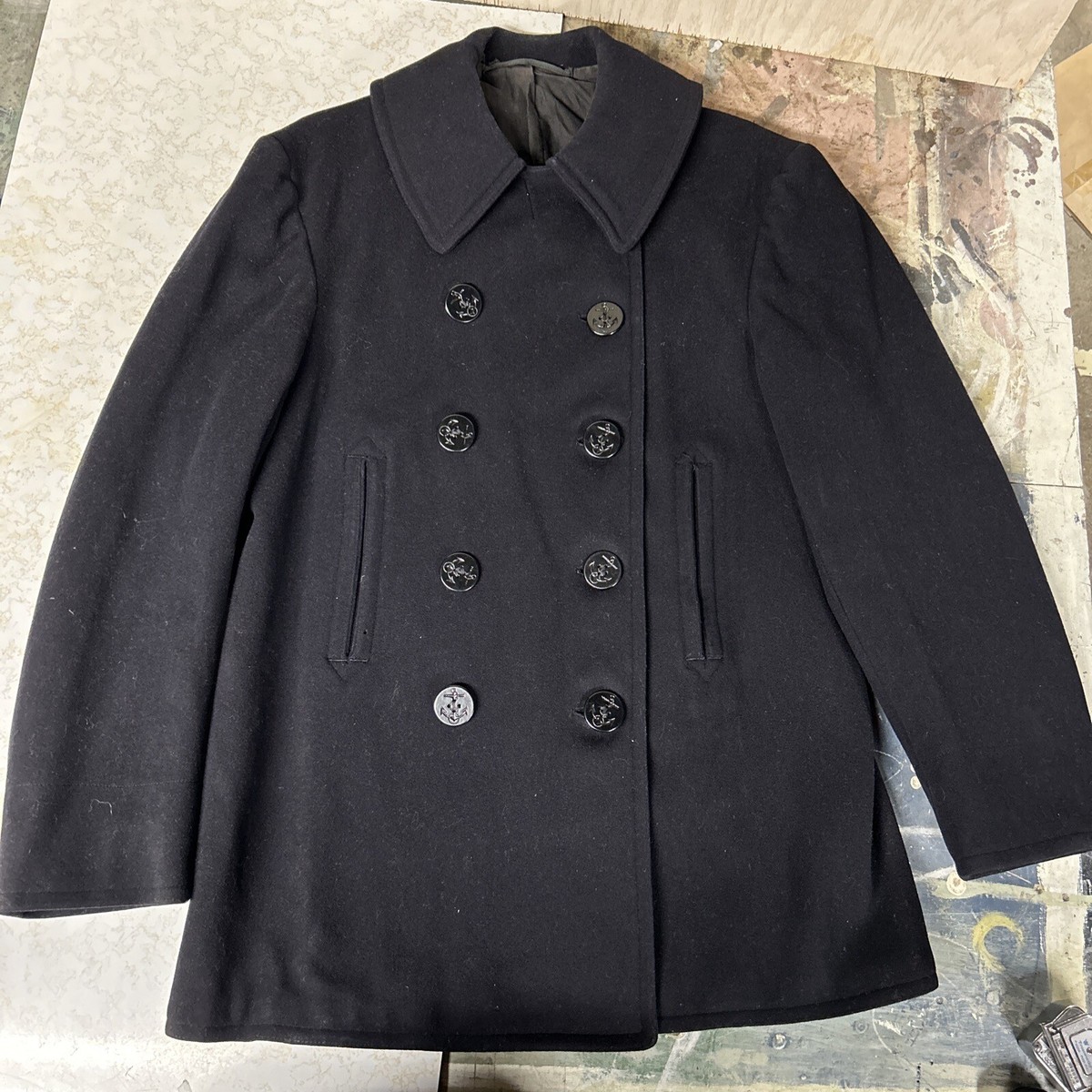 Vintage 40s WW2 US Naval Clothing Factory 10 Button Navy Wool