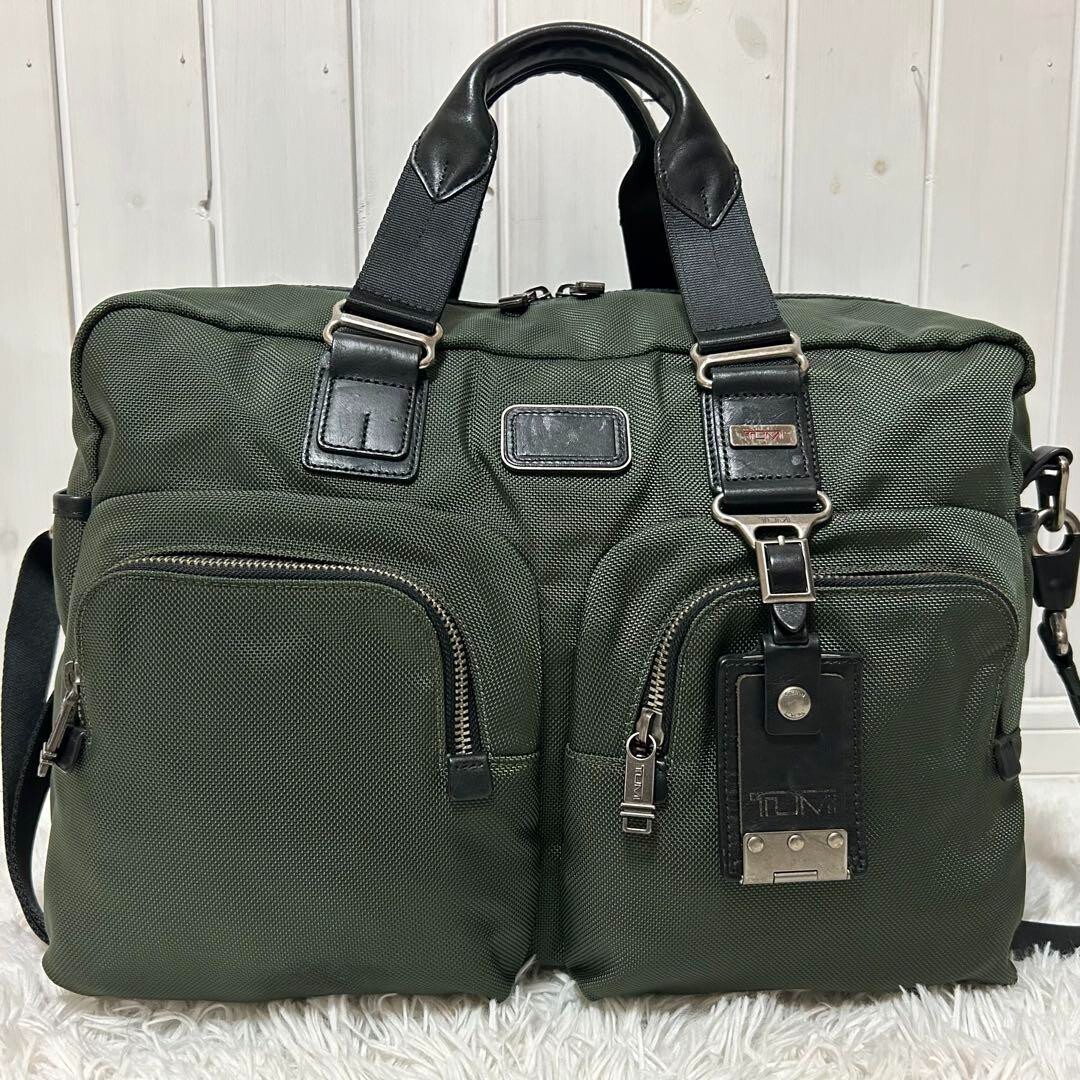 TUMI ALPHA BRAVO 2way Briefcase boston bag Nylon color Green