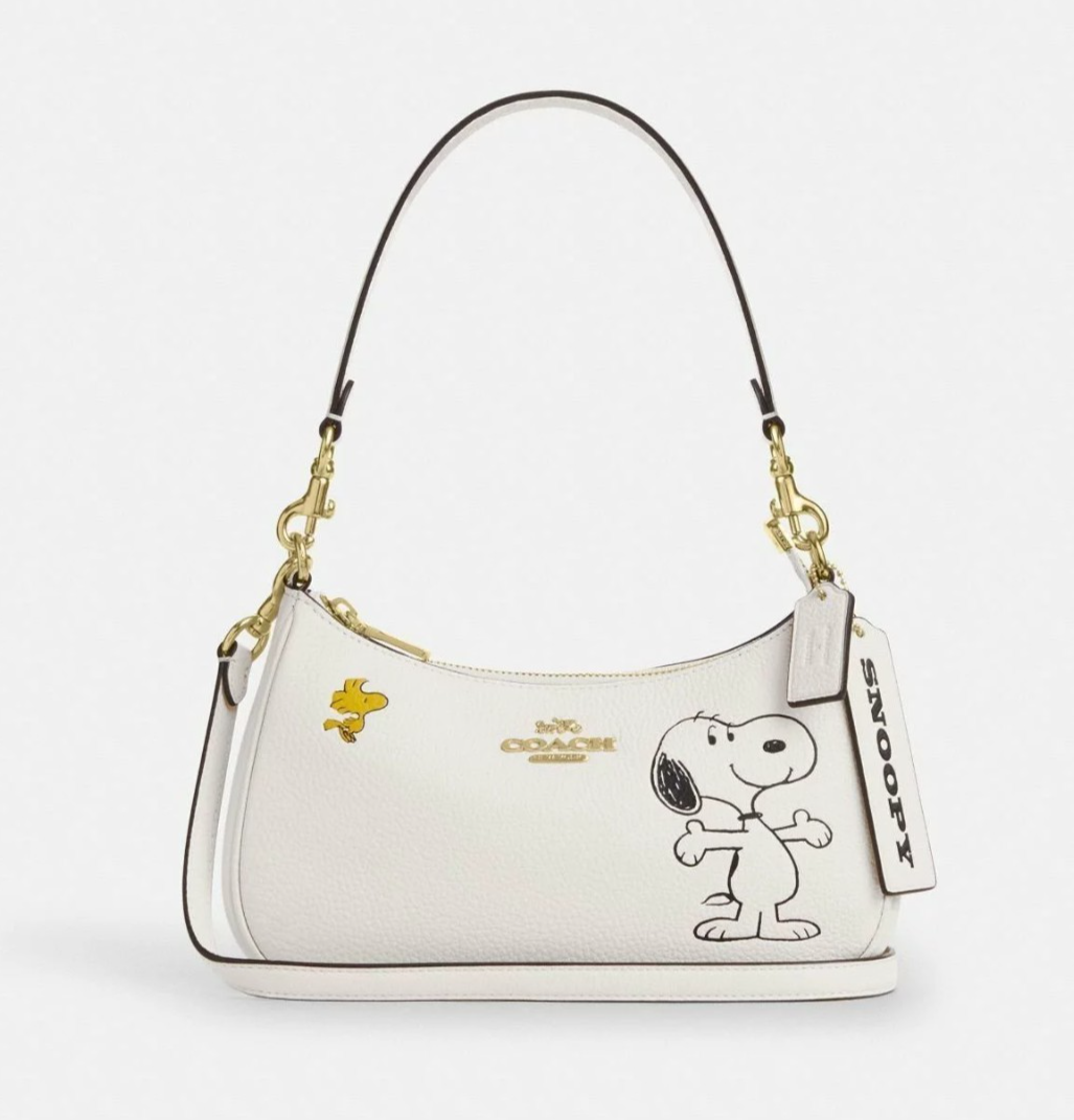 COACH x PEANUTS Teri Shoulder Bag Snoopy Chalk Multi CBJ76 From