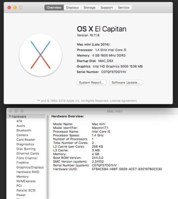 Apple Mac mini (Late 2014) 1.4GHz Core i5 500GB HDD 4GB | eBay