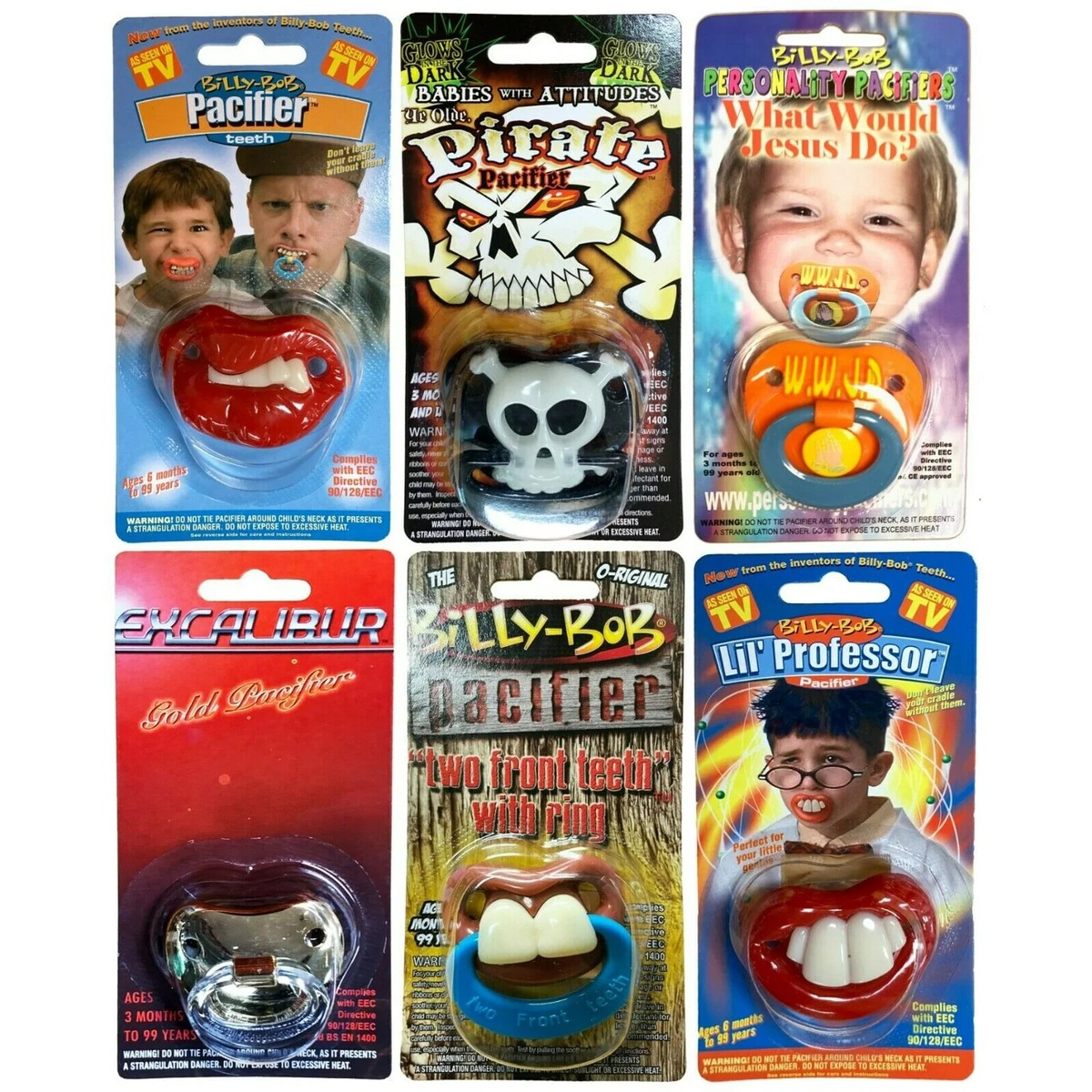 6 Pack of Authentic Billy Bob Assorted BPA Free Orthodontic