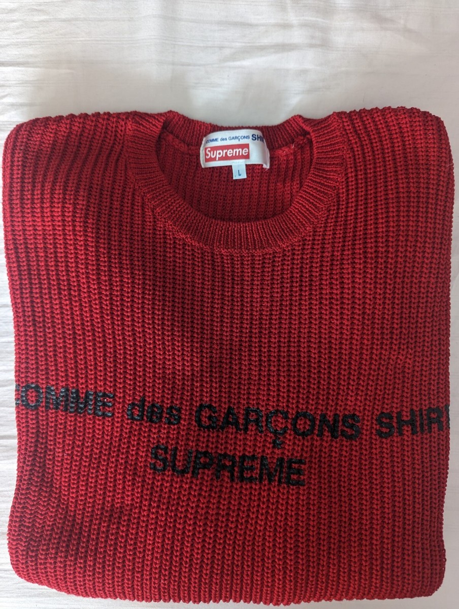 Supreme X Comme Des Garcons SHIRT Sweater Red size L CDG FW18 | eBay
