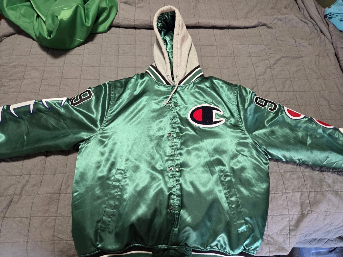 Supreme x Champion Hooded Satin Varsity Jacket - Valley Green