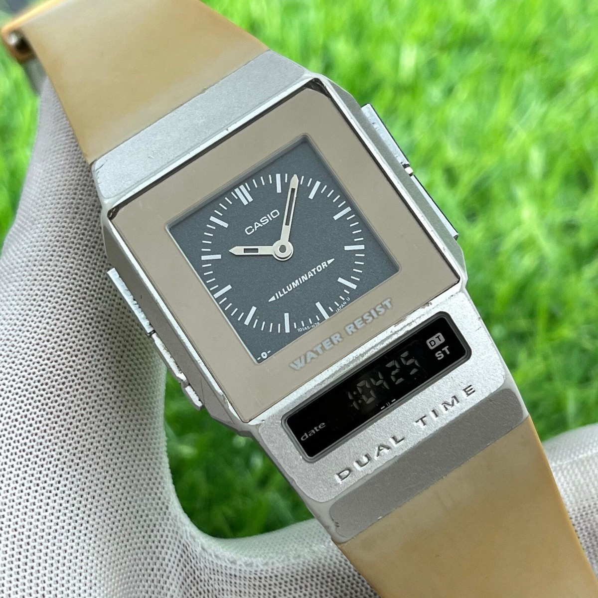 Vintage Casio FS-01 Film Watch Ana/Digi Dual Time Japan Men's