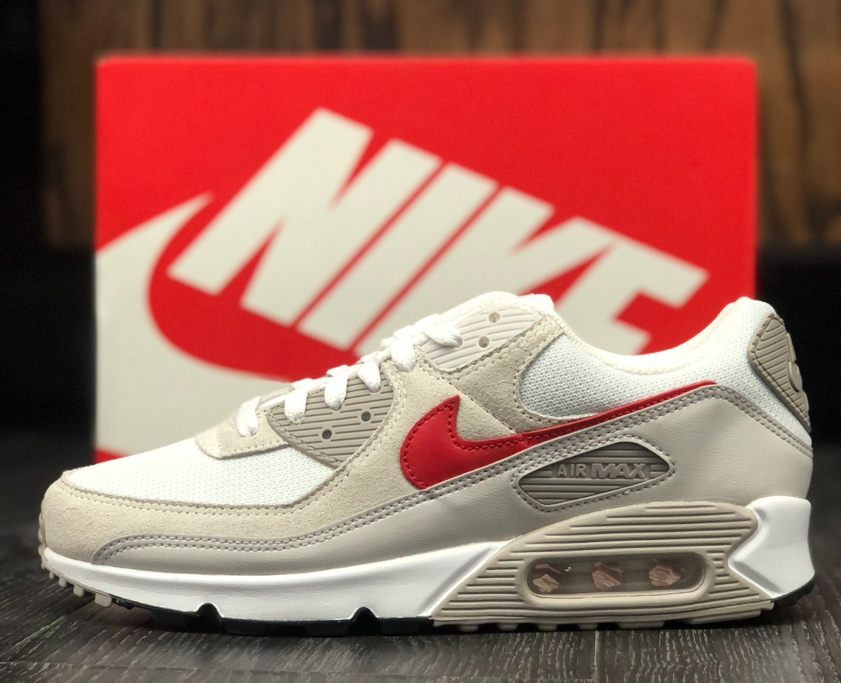 NEW* MEN Nike Air Max 90 White / University Red (DM0029 113), Sz