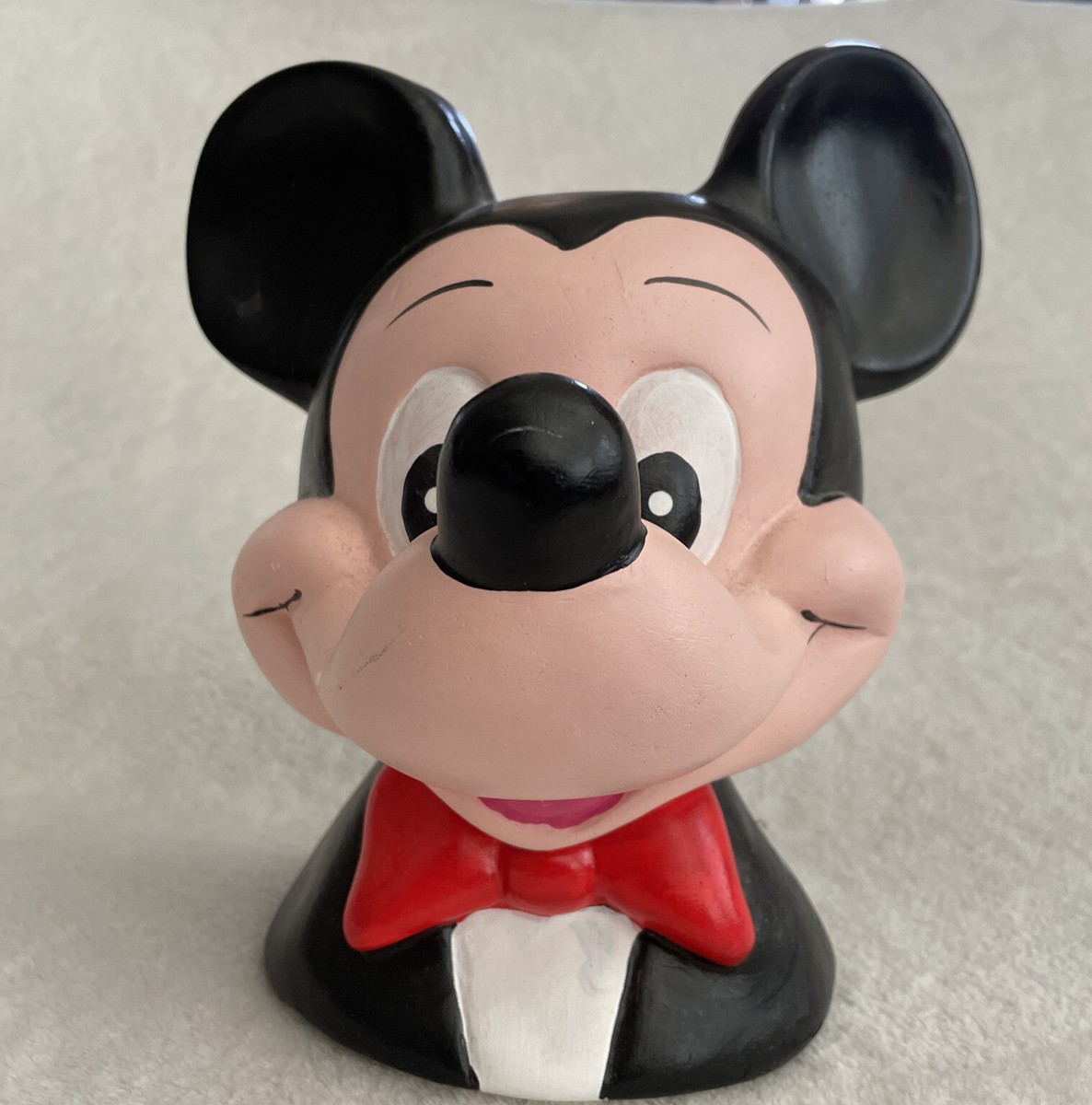 Vintage 1971 WALT DISNEY Mickey Mouse Head Coin Piggy Bank 10.5