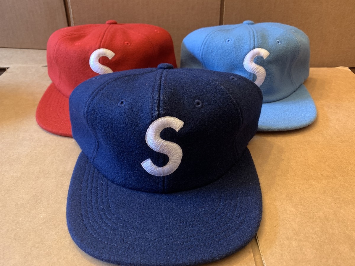 Supreme Wool S Logo 6-Panel Cap Blue Navy Red F/W 15 | eBay