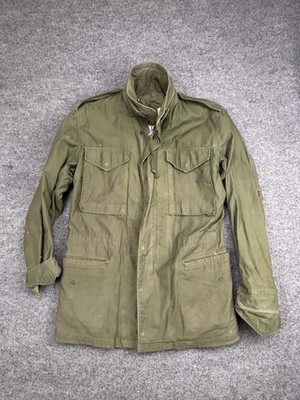 Vintage US Army M-65 Field Jacket Mens Small Long Olive Green