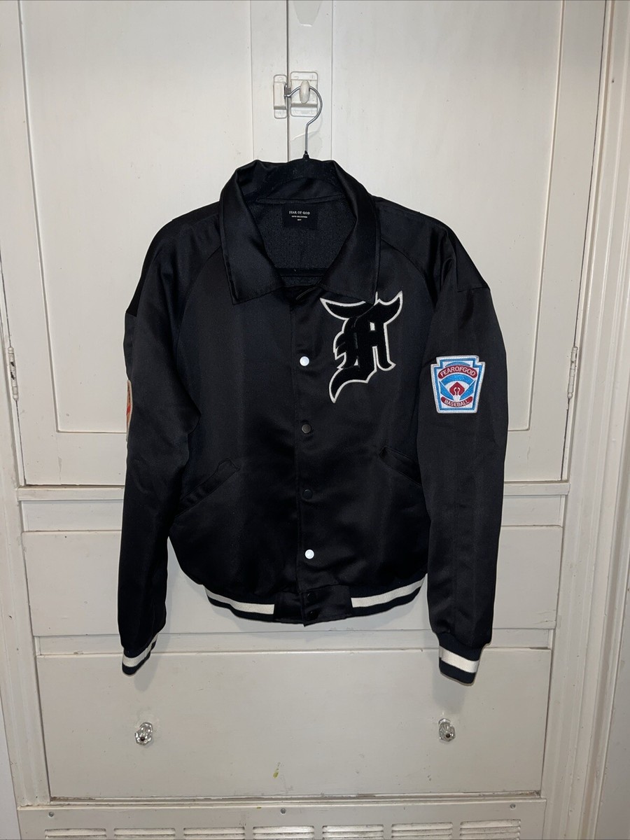 Fear Of God Fifth Collection Satin Manuel Baseball Jacket Black
