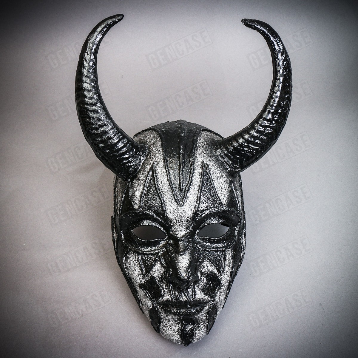 Horned Demon Masquerade Gothic Black Silver Halloween Costume