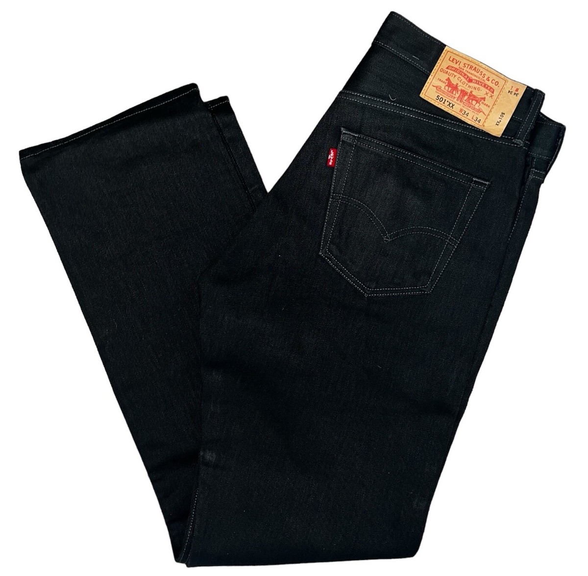 Mens Levi's 501 XX Five Button Fly Black Straight Leg Jeans 34x34