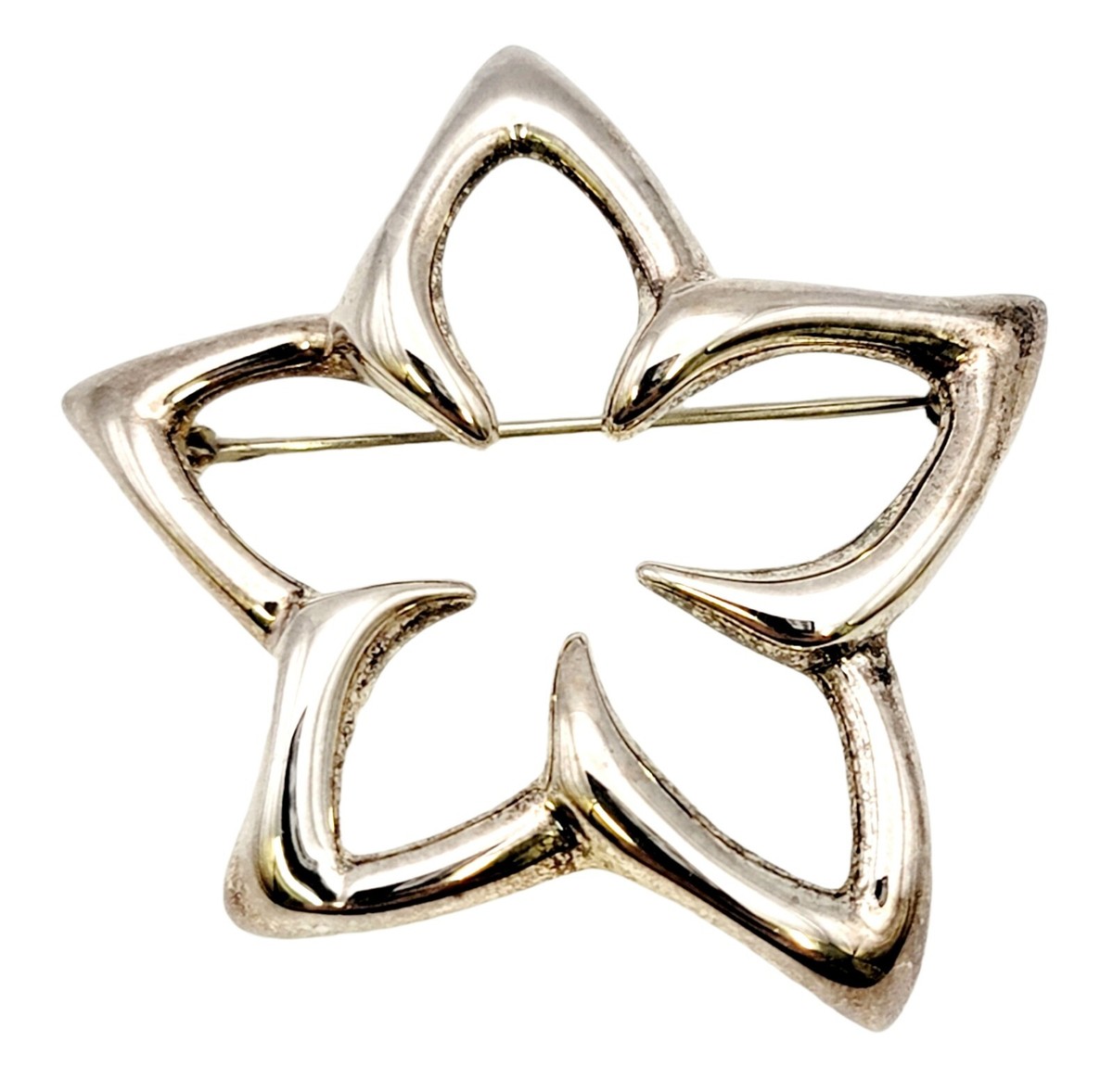 Tiffany & Co. Brooch Sterling Silver Open Flower Stick Pin Backing