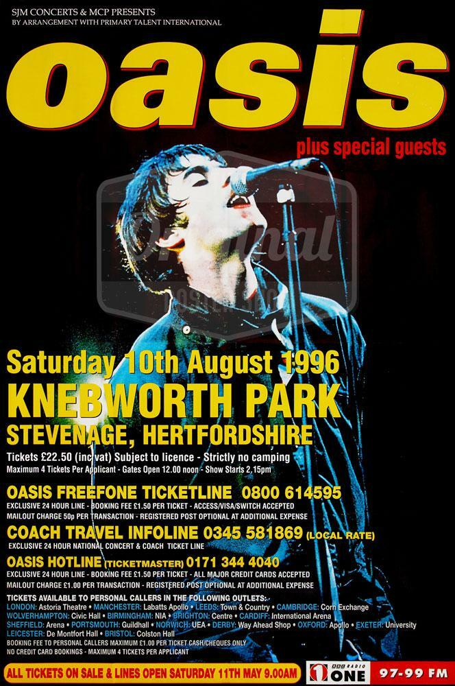 Oasis Poster - Original Knebworth 1996. Large 60
