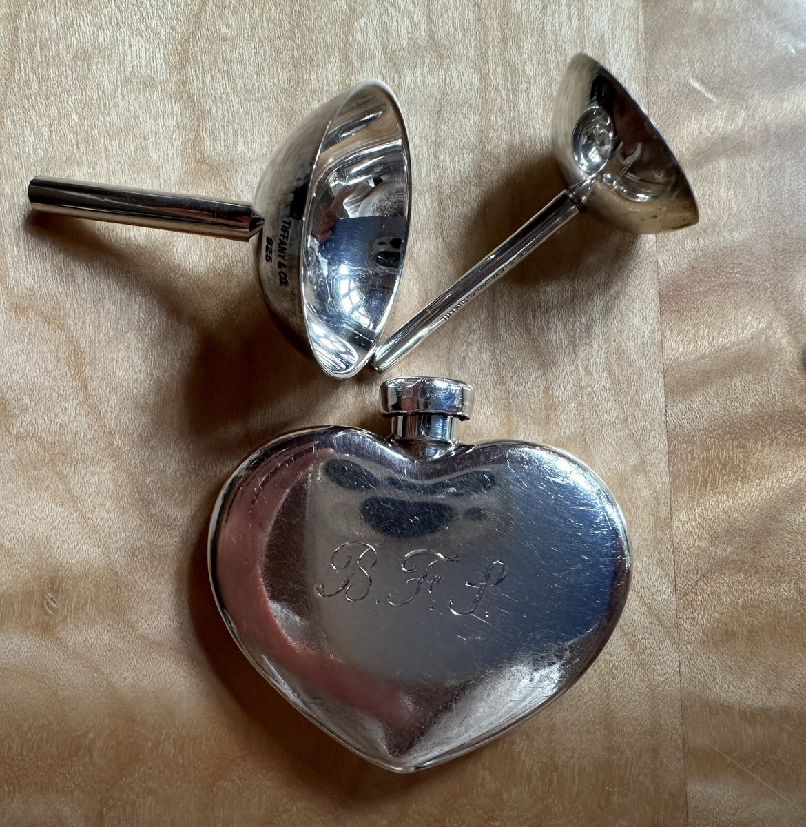 Tiffany & Co.Sterling Silver Heart Shaped Perfume Bottle Engraved