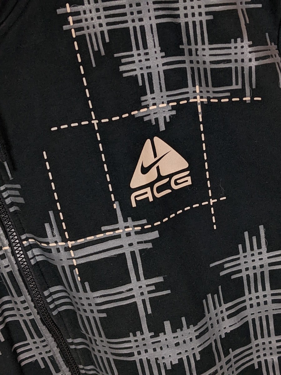 2007 Y2K Vtg Nike ACG Full Zip Hoodie Graphic Black Hiking