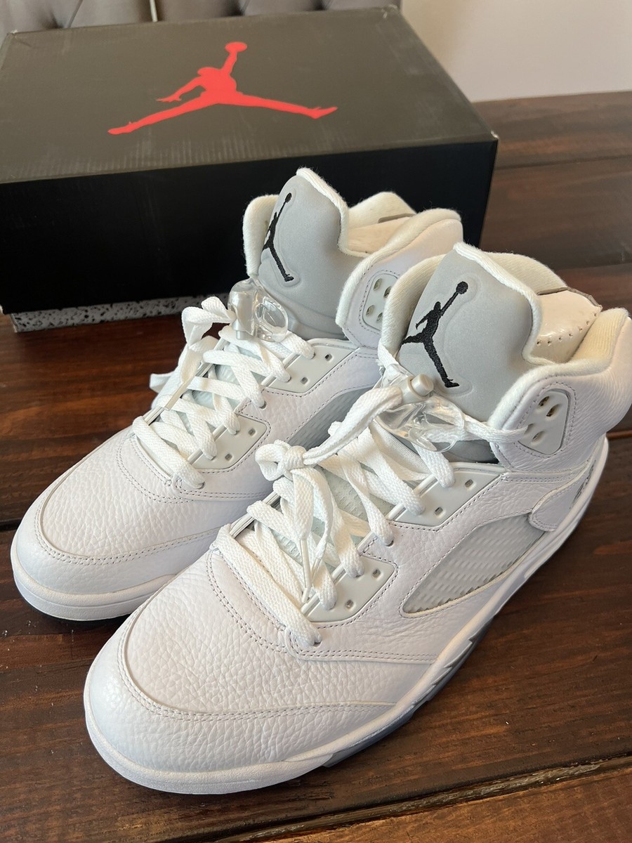 Air Jordan 5 Retro Metallic White Shoes (2015) Size 11.5 Men's