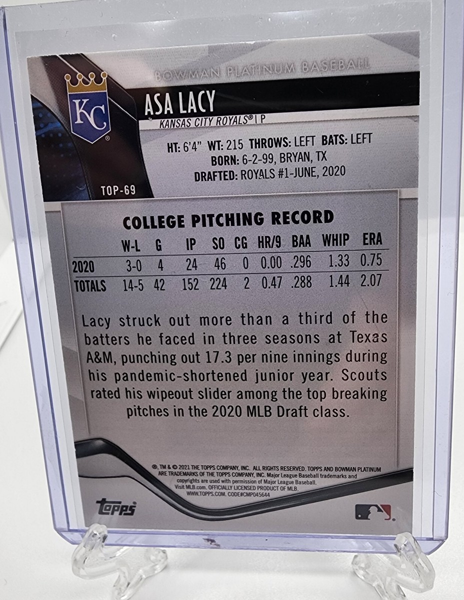 2021 Bowman Platnium Asa Lacy 83/99 Green Kansas City Royals TOP