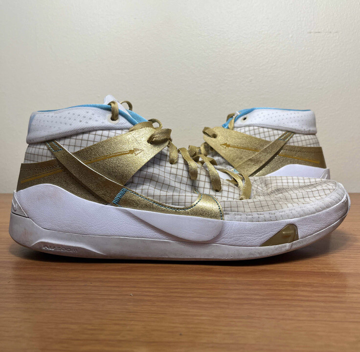 Nike Zoom KD 13 EYBL White Gold Aqua Size 13 Sneakers DA0895-102