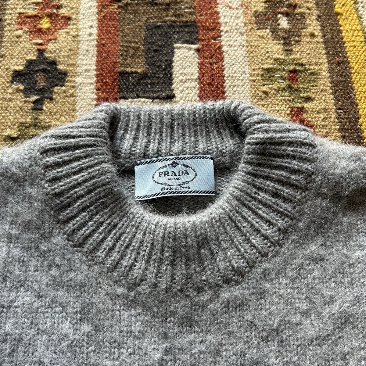 Prada Alpaca Knit Sweater Sz 46 - Gray | eBay