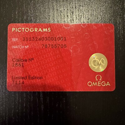 Original Authentic Omega Pictogram Card Speedmaster FOIS Serial