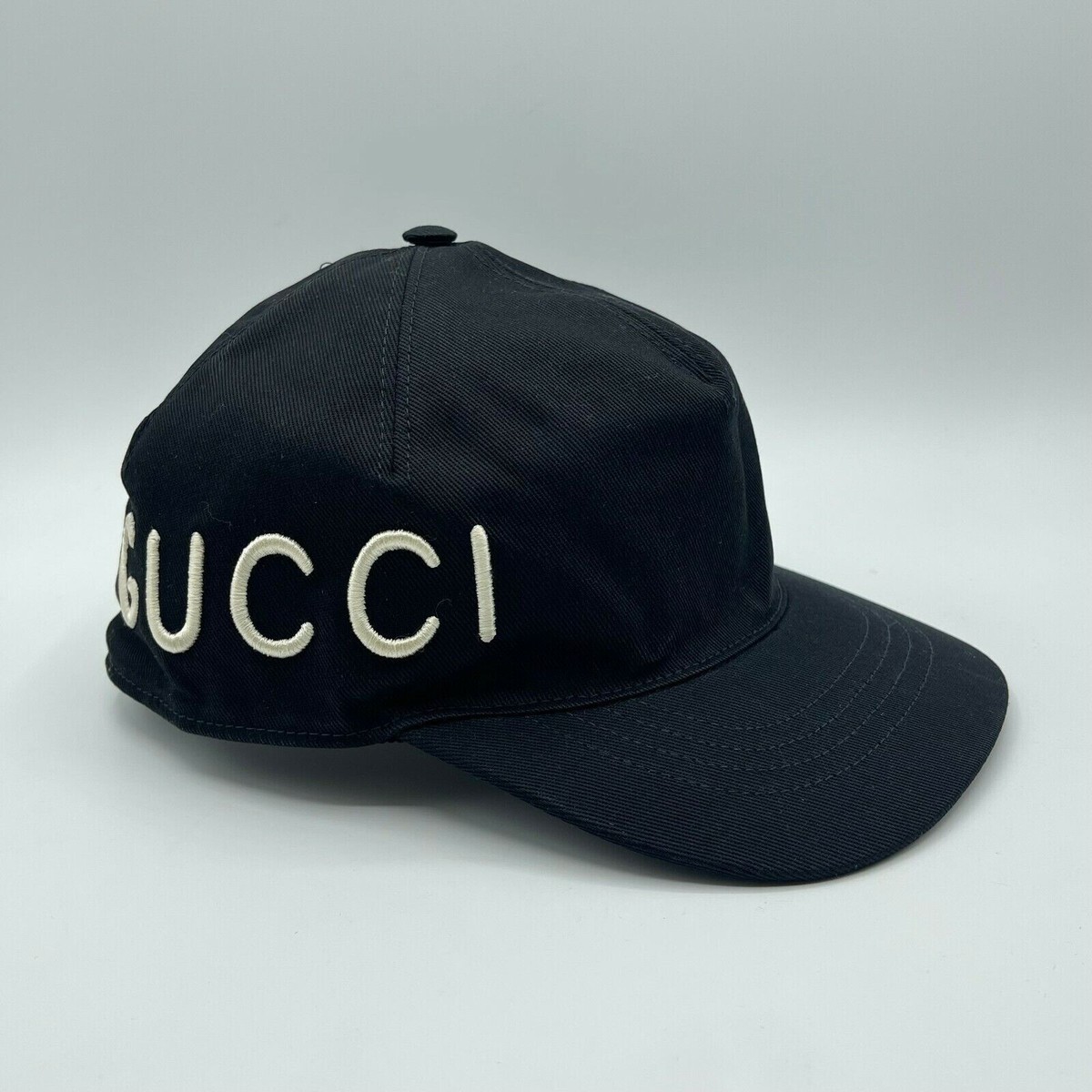 Gucci Unisex Black Canvas Baseball Hat with 