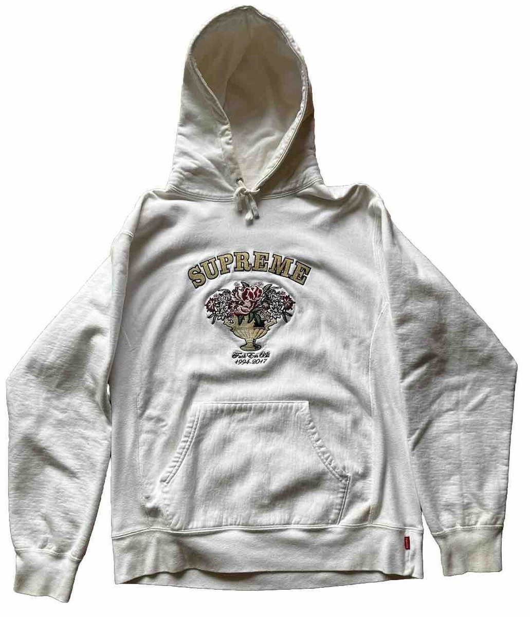 Supreme SS17 Mens F*** Em' All Flower Bouquet White Hoodie