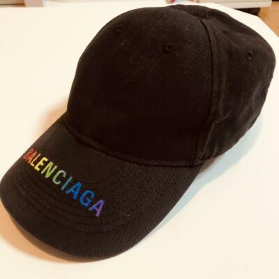 BALENCIAGA Unisex Baseball Cap Color Black Logo Rainbow Size L59cm