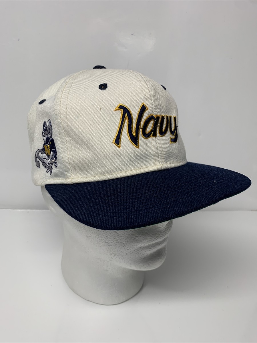 Vintage 90s Sports Specialties Script Snapback Hat Cap Navy