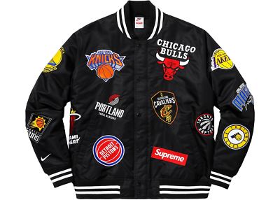Nike Supreme NBA Teams Basketball Jacket Size XL AQ3631-010 Black
