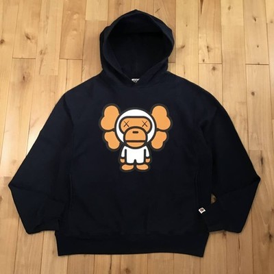 BAPE × KAWS MILO pullover hoodie Navy a bathing ape NIGO Size M | eBay