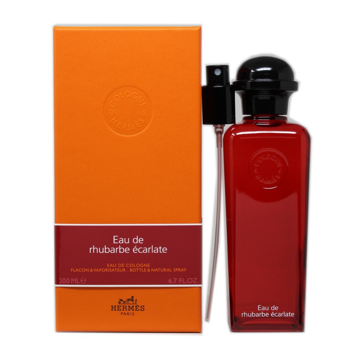 HERMES EAU DE RHUBARBE ECARLATE EAU DE COLOGNE BOTTLE & SPRAY 200