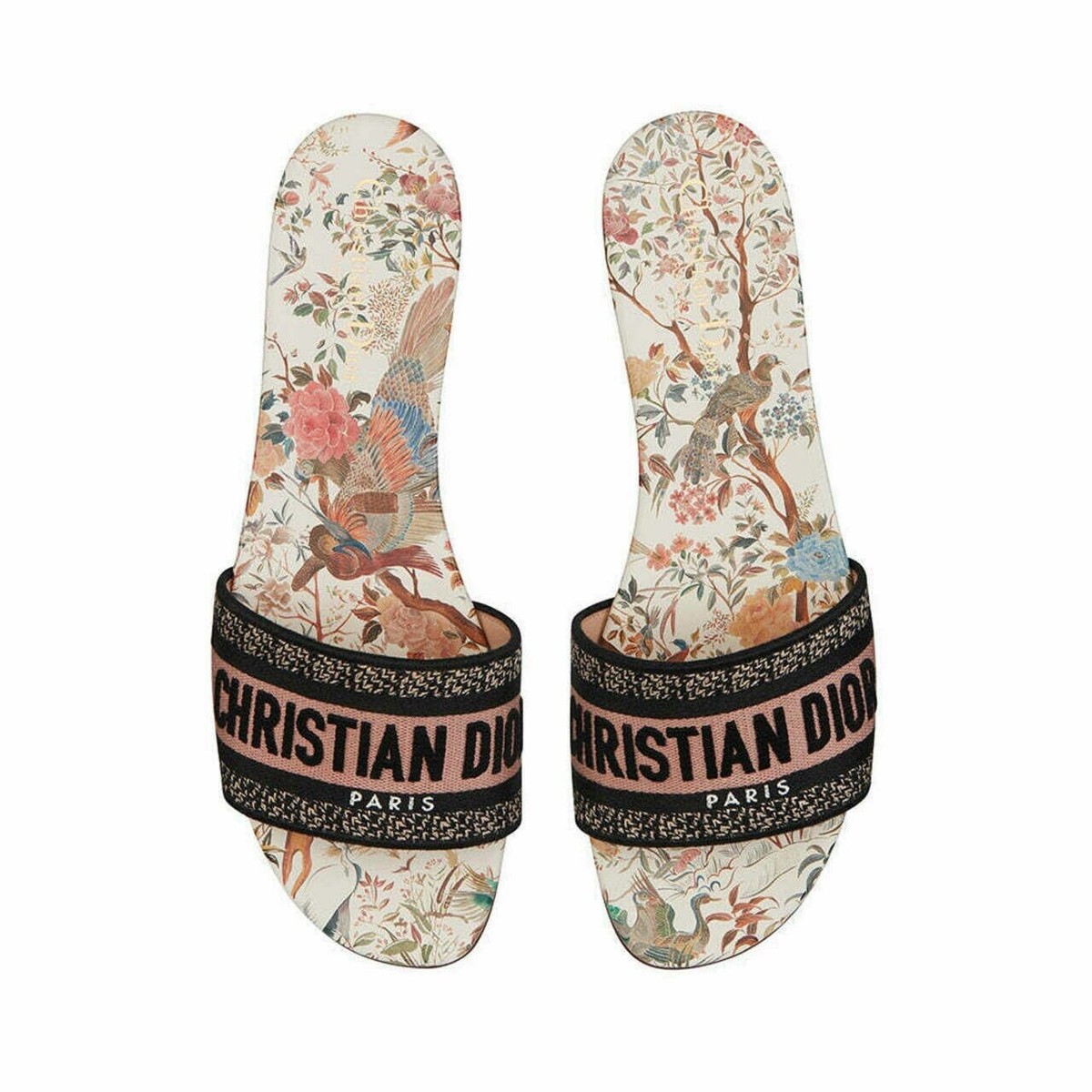 Christian Dior Dway Jardín D' Hiver Embroidered Logo Slide Mule