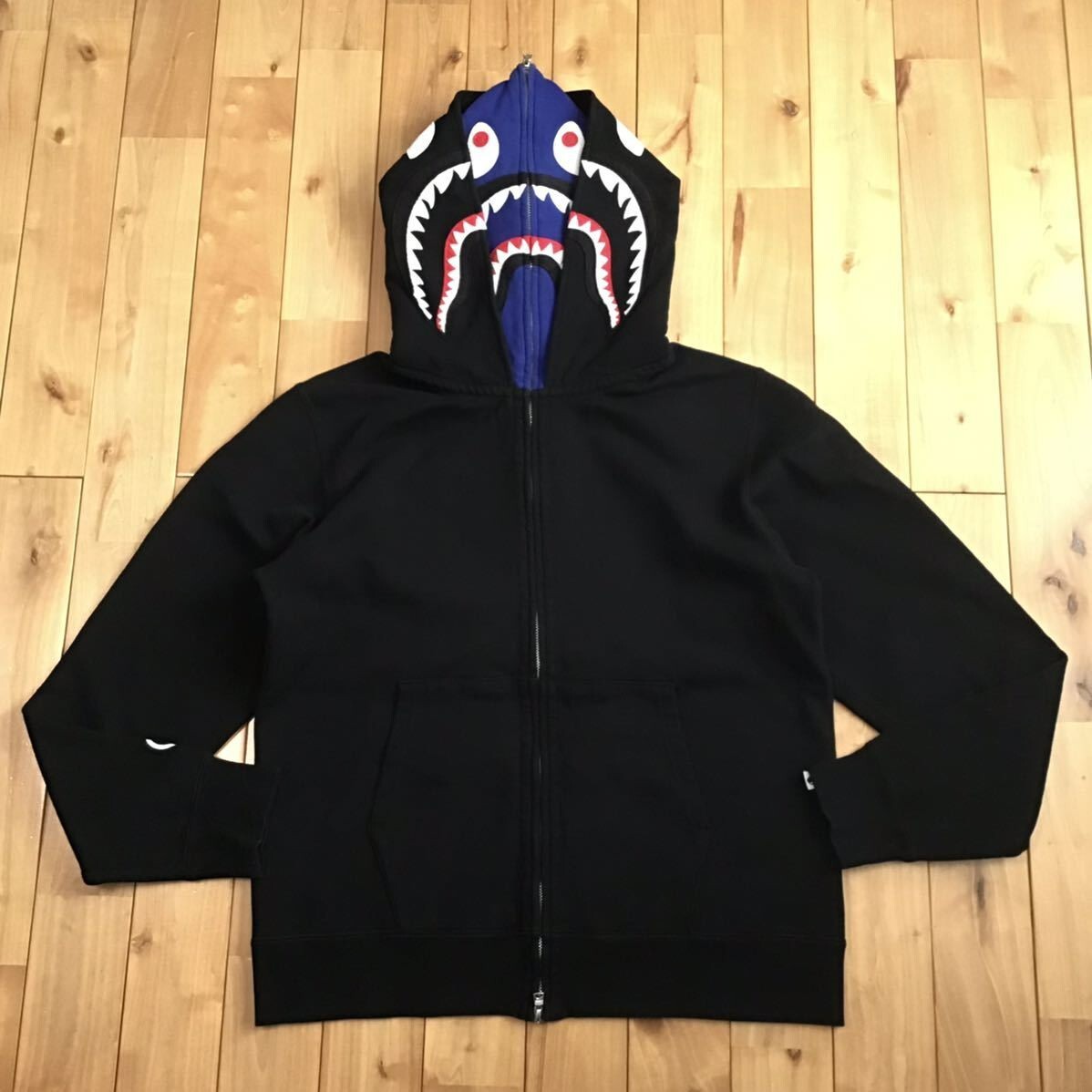 BAPE Double Shark full zip hoodie Black A Bathing Ape Size L | eBay