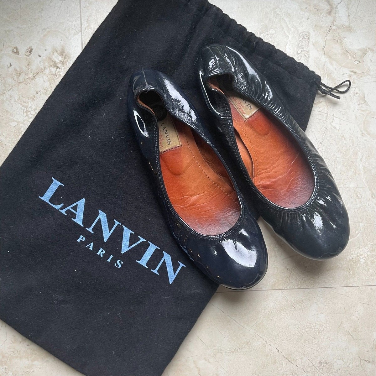 Lanvin Black Patent Leather Ballet Flats Size 7 | eBay