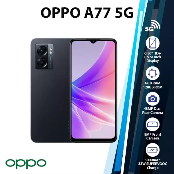 Unlocked Oppo A77 5G 8GB RAM 256GB ROM Dual SIM 5000mAh Googleplay