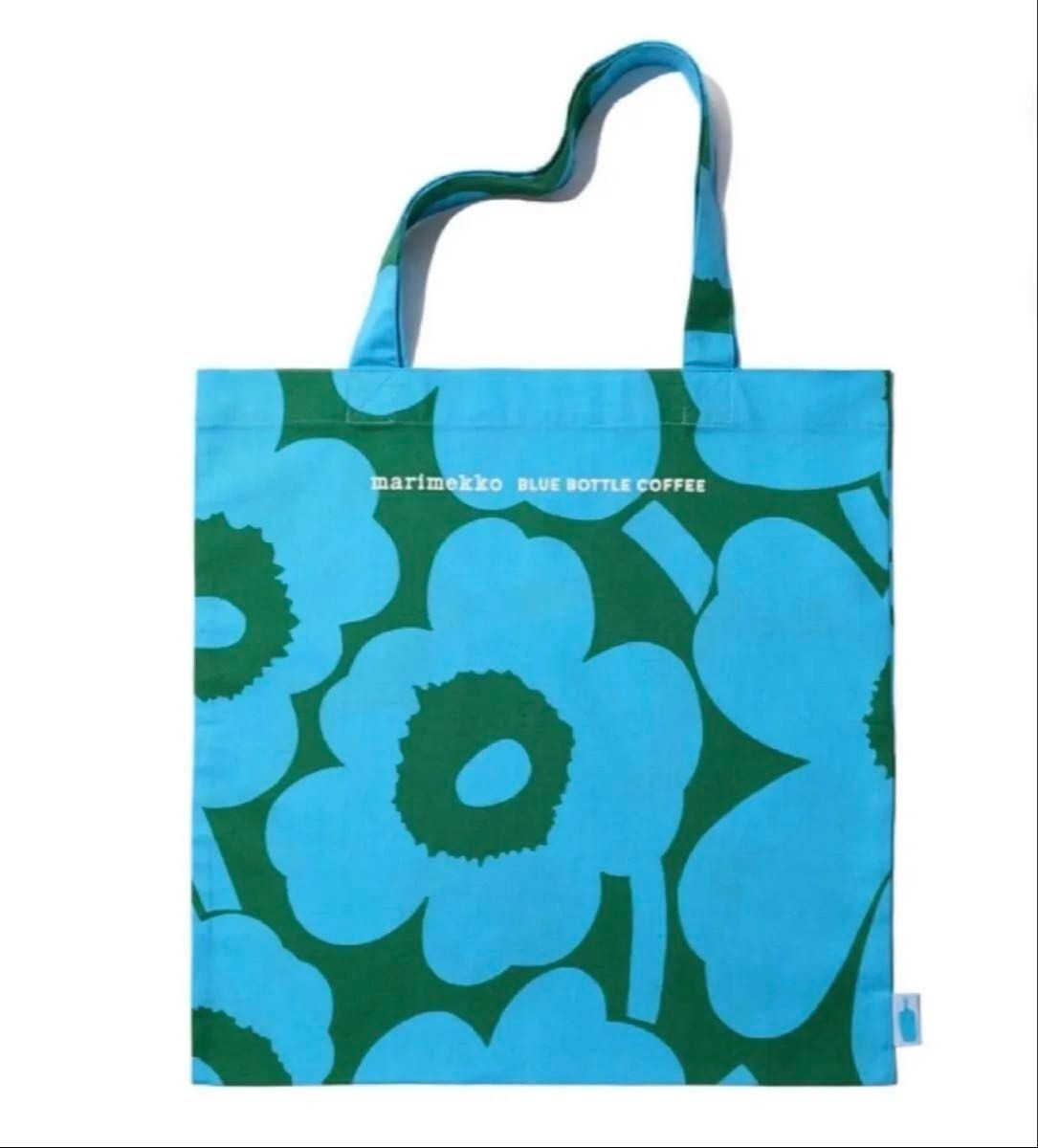 Marimekko × Blue Bottle Coffee Unikko Tote Bag Cotton Blue Green