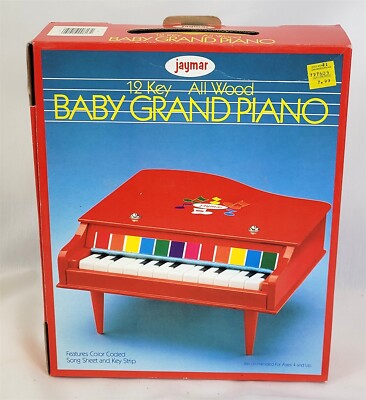 Jaymar Wooden Baby Grand Piano Red 1970's ~New In Box~ T494 | eBay