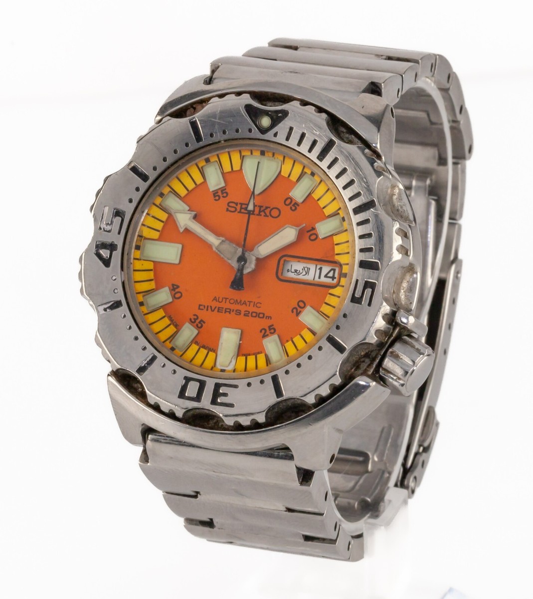 Seiko Men's Stainless Steel Orange Monster Diver's Watch 7S26-0350