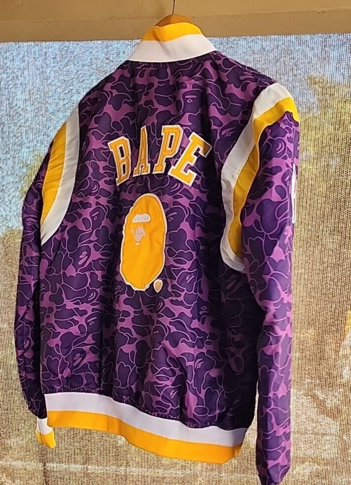 NBA Mitchell & Ness A Bathing APE Lakers BAPE Jacket Size L Made