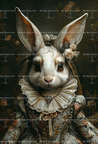 VICTORIAN RABBIT ART PRINT, Gothic Bunny Poster, Animal Decor
