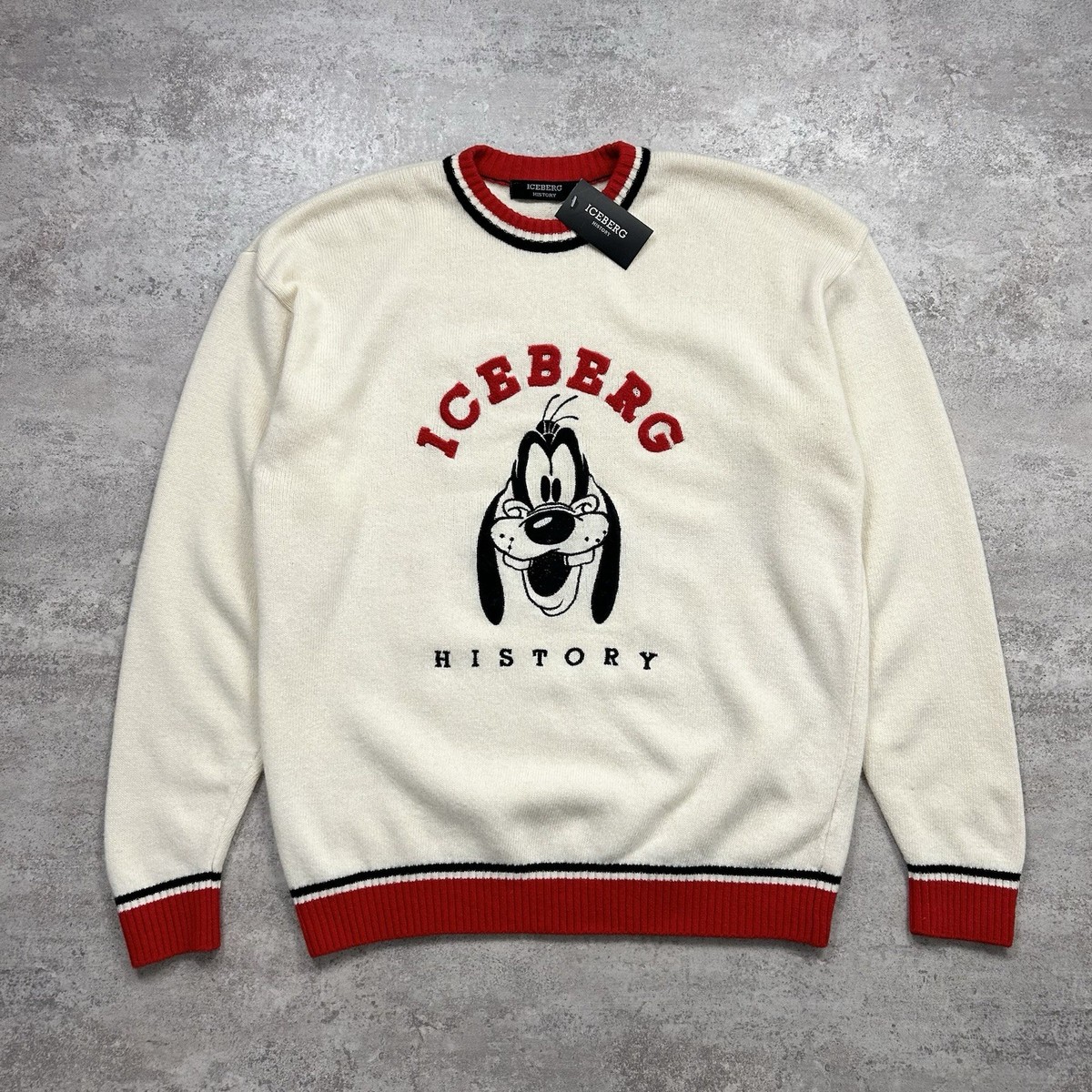 DEADSTOCK VTG 90s ICEBERG HISTORY DISNEY GOOFY WOOL KNIT SWEATER