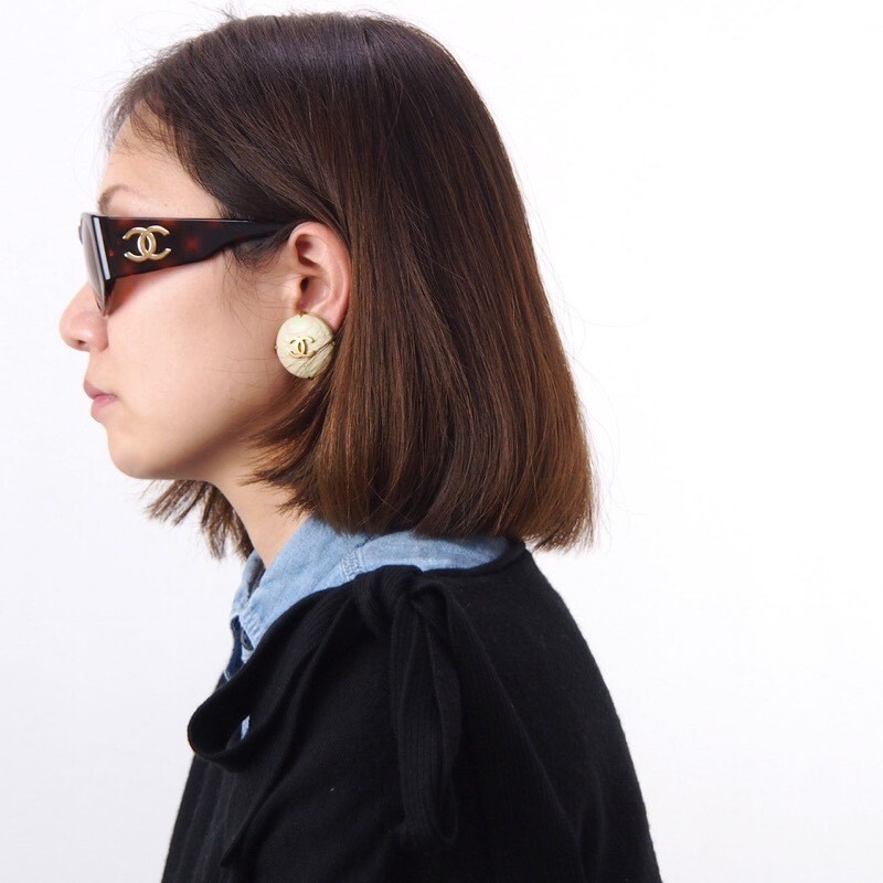 CHANEL Sunglasses Matelasse 000480 Coco Mark Tortoiseshell Pattern