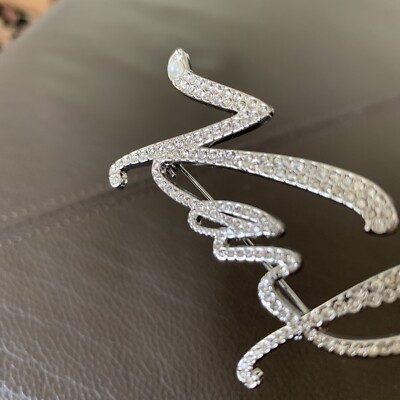 Karl Lagerfeld Pave Rhinestones Faux Pearl Signature Pin Brooch | eBay