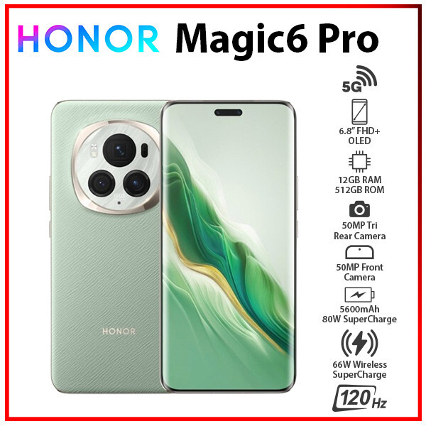 Unlocked) HONOR Magic6 Pro 5G 12GB+512GB GREEN Dual SIM Android