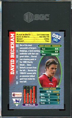 DAVID BECKHAM ~ 1996-97 Merlin Premier Gold Soccer #92 ~ Graded