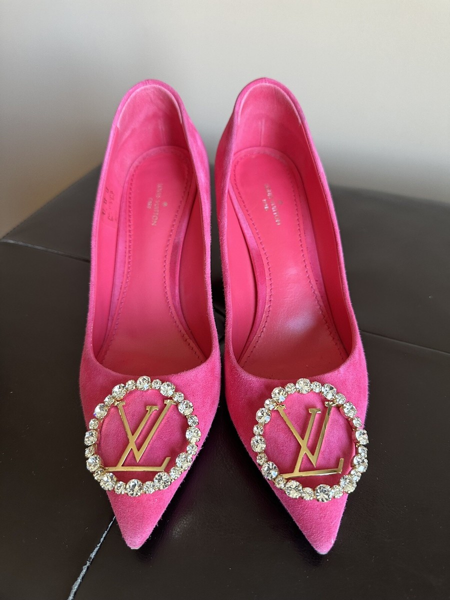 Louis Vuitton Pink Suede Crystal Madeleine Pumps Size 37.5 | eBay