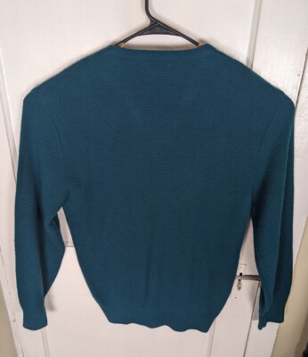 Vintage 80s Christian Dior Orlon Acrylic Teal Sweater XL USA Made